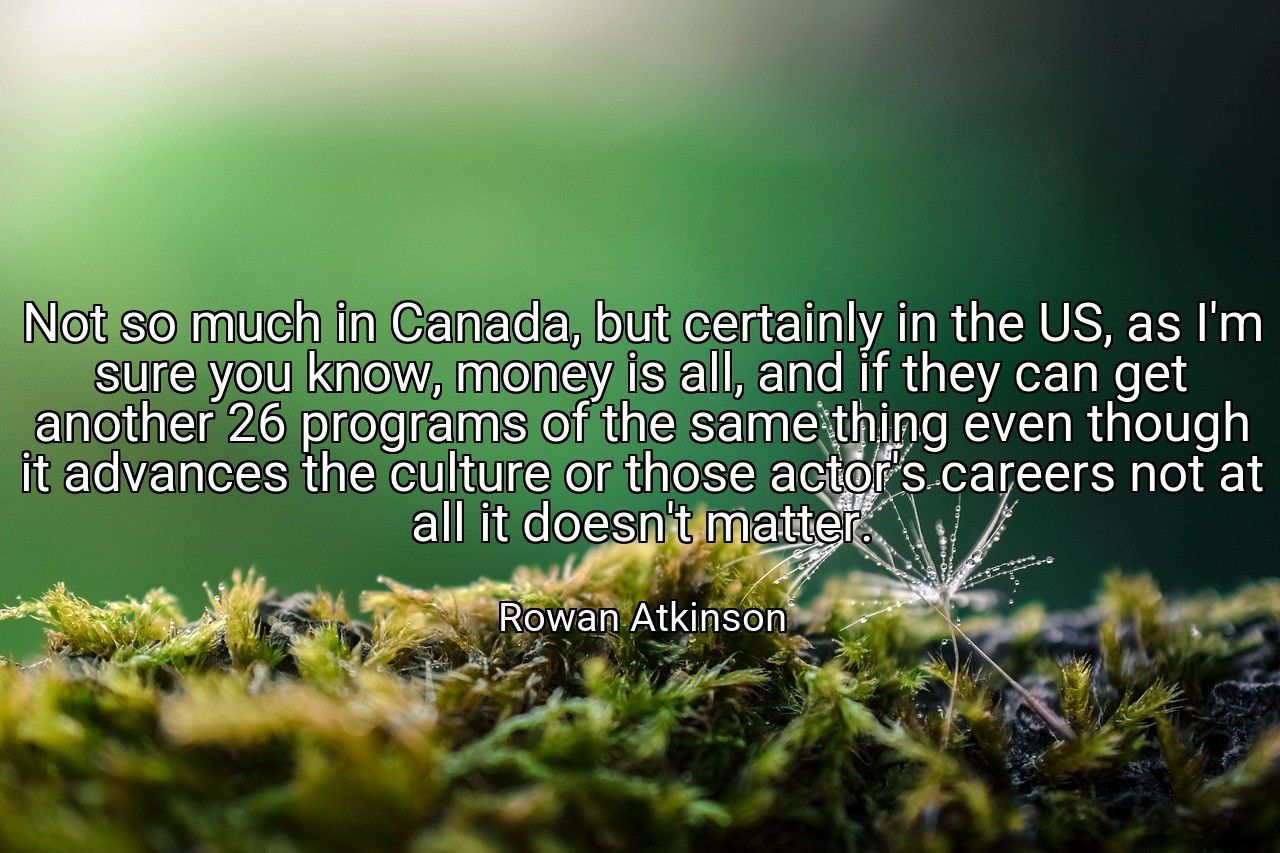 Not so much in Canada, but certainly in the US, as I'm sure you know, money is all, and if they can get another 26 programs of the same thing even though it advances the culture or those actor's careers not at all it doesn't matter. - Rowan Atkinson