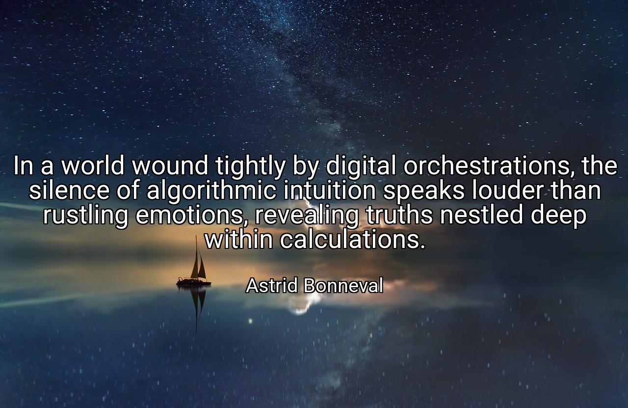 In a world wound tightly by digital orchestrations, the silence of algorithmic intuition speaks louder than rustling emotions, revealing truths nestled deep within calculations. - Astrid Bonneval