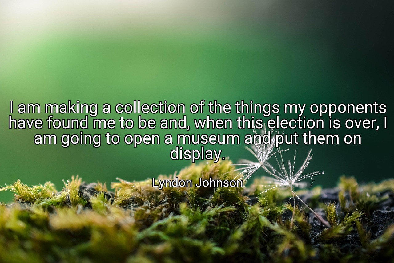 I am making a collection of the things my opponents have found me to be and, when this election is over, I am going to open a museum and put them on display. - Lyndon Johnson