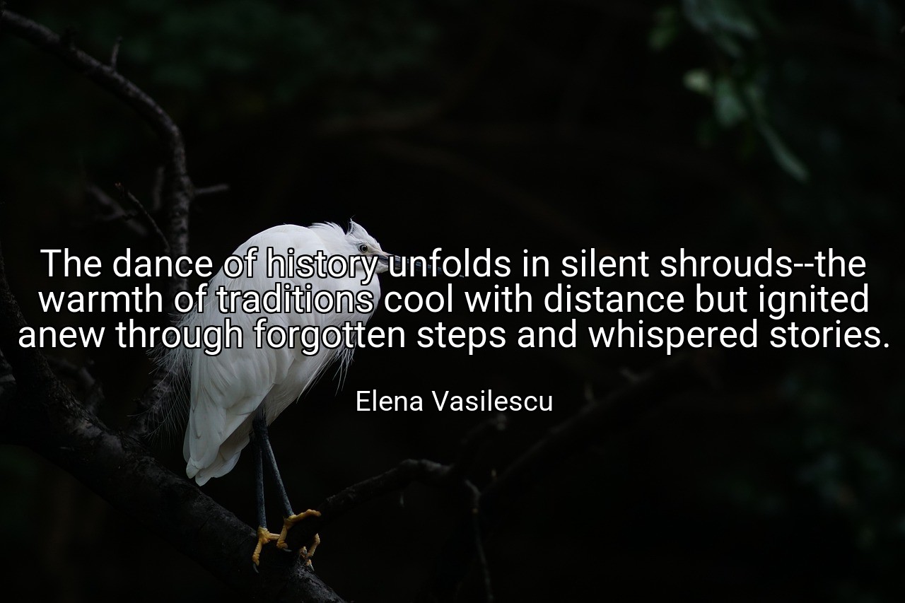 The dance of history unfolds in silent shrouds--the warmth of traditions cool with distance but ignited anew through forgotten steps and whispered stories. - Elena Vasilescu
