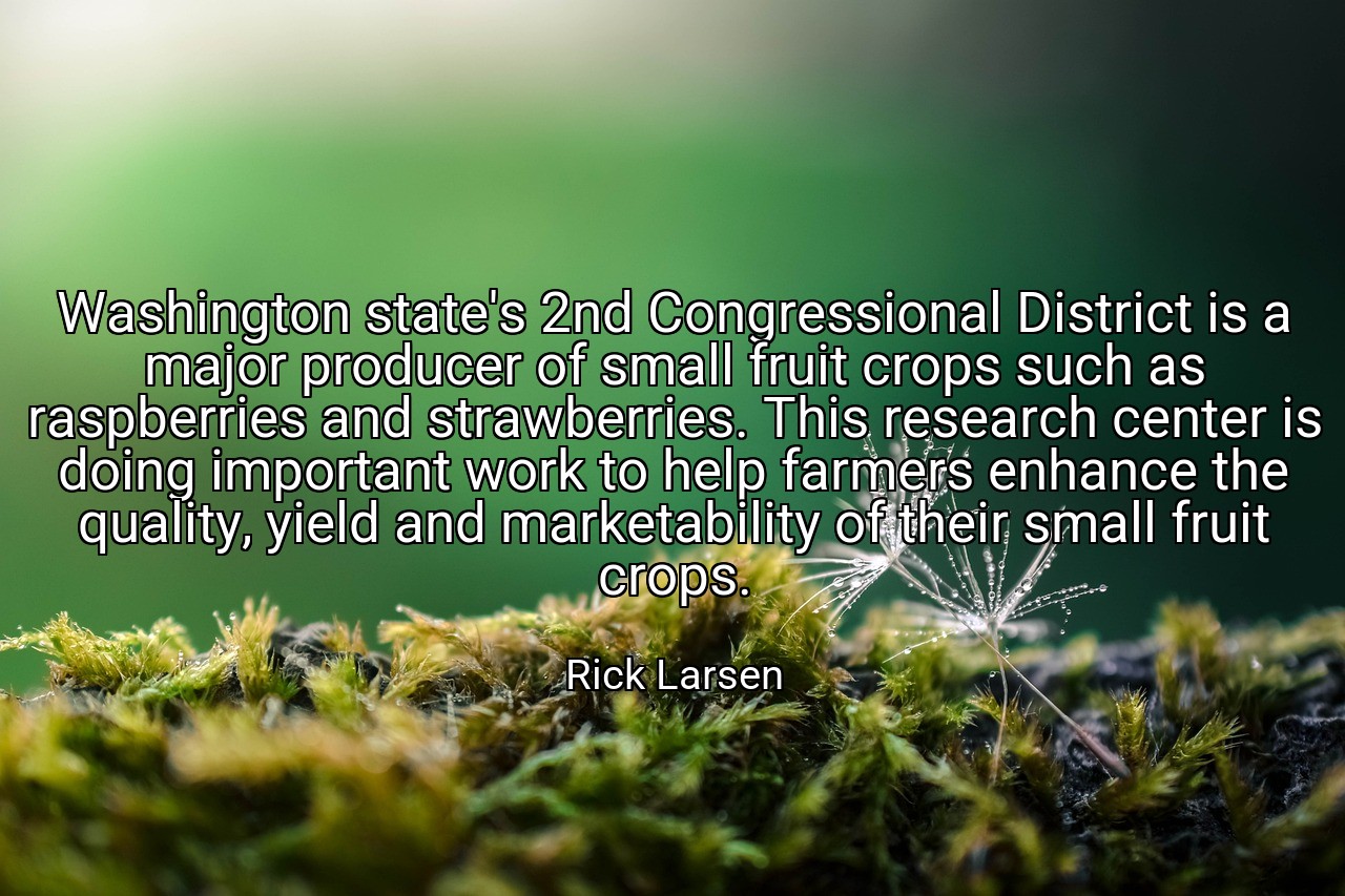 Washington state's 2nd Congressional District is a major producer of small fruit crops such as raspberries and strawberries. This research center is doing important work to help farmers enhance the quality, yield and marketability of their small fruit crops. - Rick Larsen