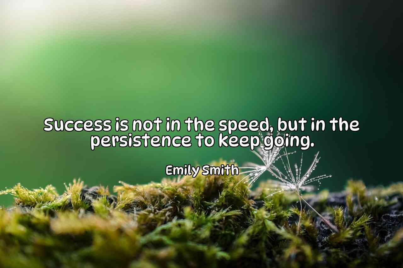 Success is not in the speed, but in the persistence to keep going. - Emily Smith