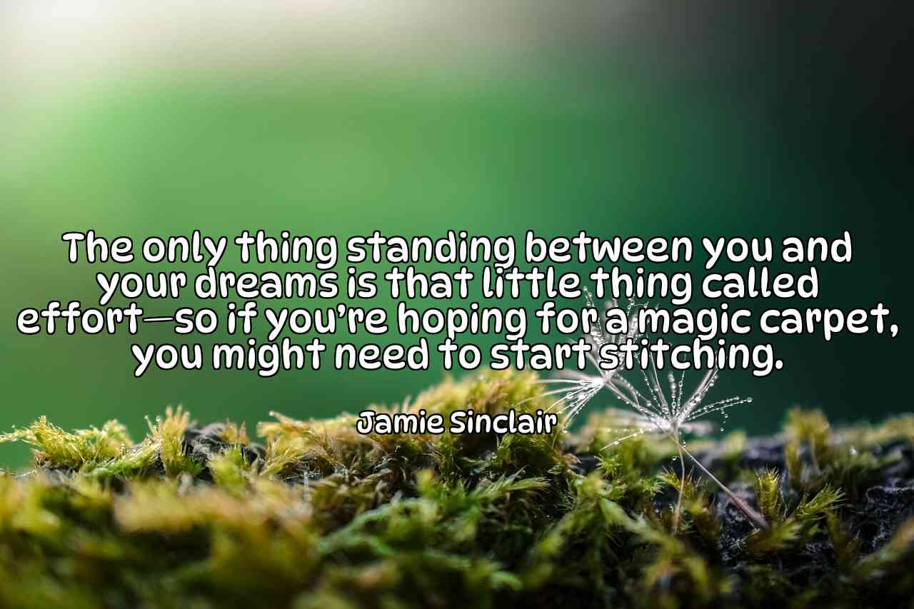 The only thing standing between you and your dreams is that little thing called effort—so if you’re hoping for a magic carpet, you might need to start stitching. - Jamie Sinclair