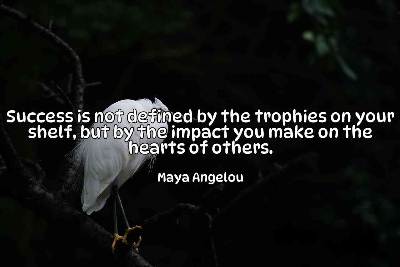 Success is not defined by the trophies on your shelf, but by the impact you make on the hearts of others. - Maya Angelou