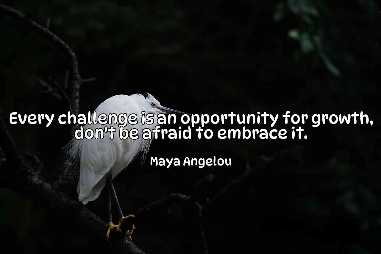 Every challenge is an opportunity for growth, don't be afraid to embrace it. - Maya Angelou