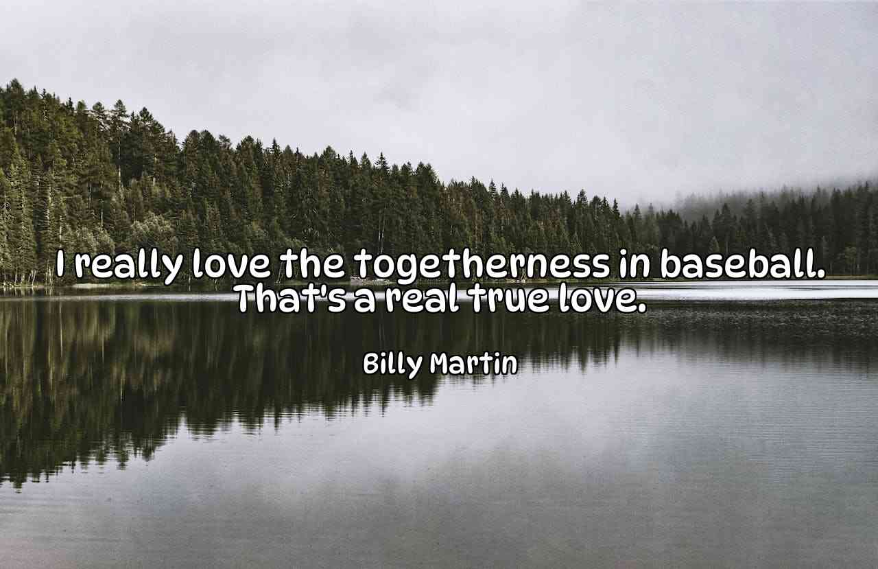 I really love the togetherness in baseball. That's a real true love. - Billy Martin