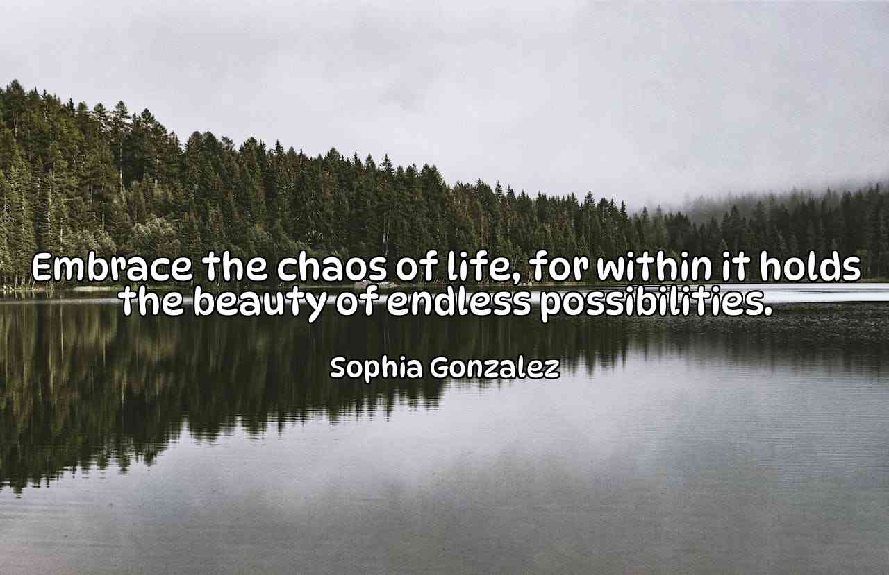 Embrace the chaos of life, for within it holds the beauty of endless possibilities. - Sophia Gonzalez