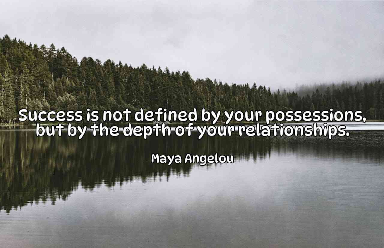 Success is not defined by your possessions, but by the depth of your relationships. - Maya Angelou