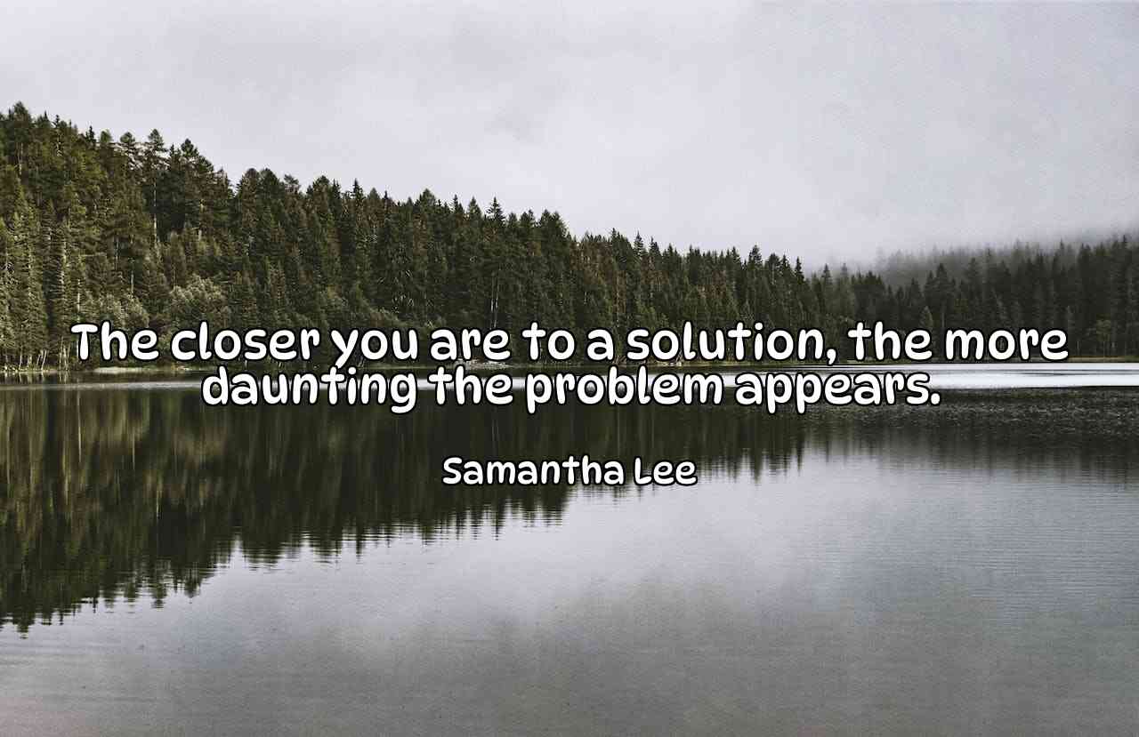 The closer you are to a solution, the more daunting the problem appears. - Samantha Lee