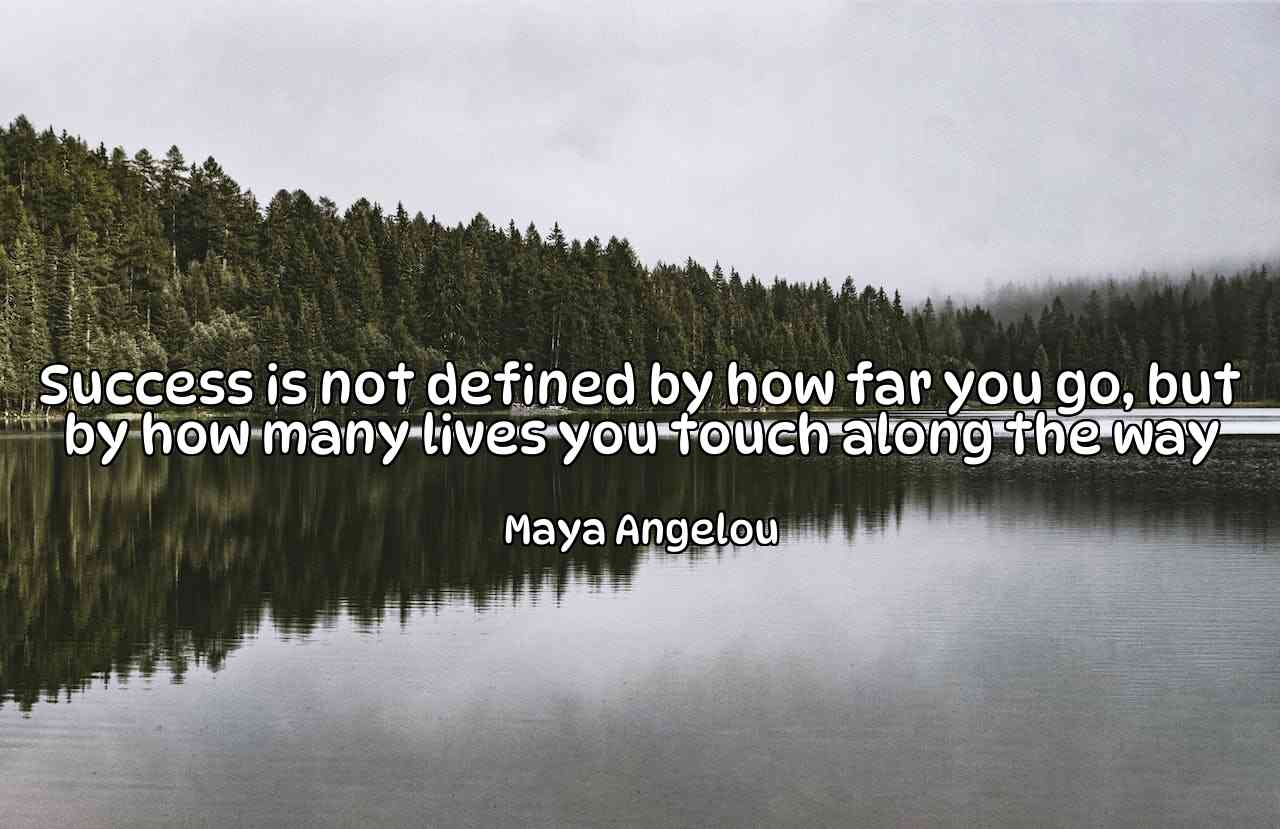 Success is not defined by how far you go, but by how many lives you touch along the way - Maya Angelou