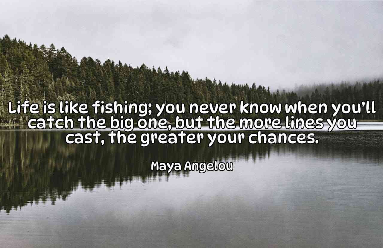 Life is like fishing; you never know when you’ll catch the big one, but the more lines you cast, the greater your chances. - Maya Angelou