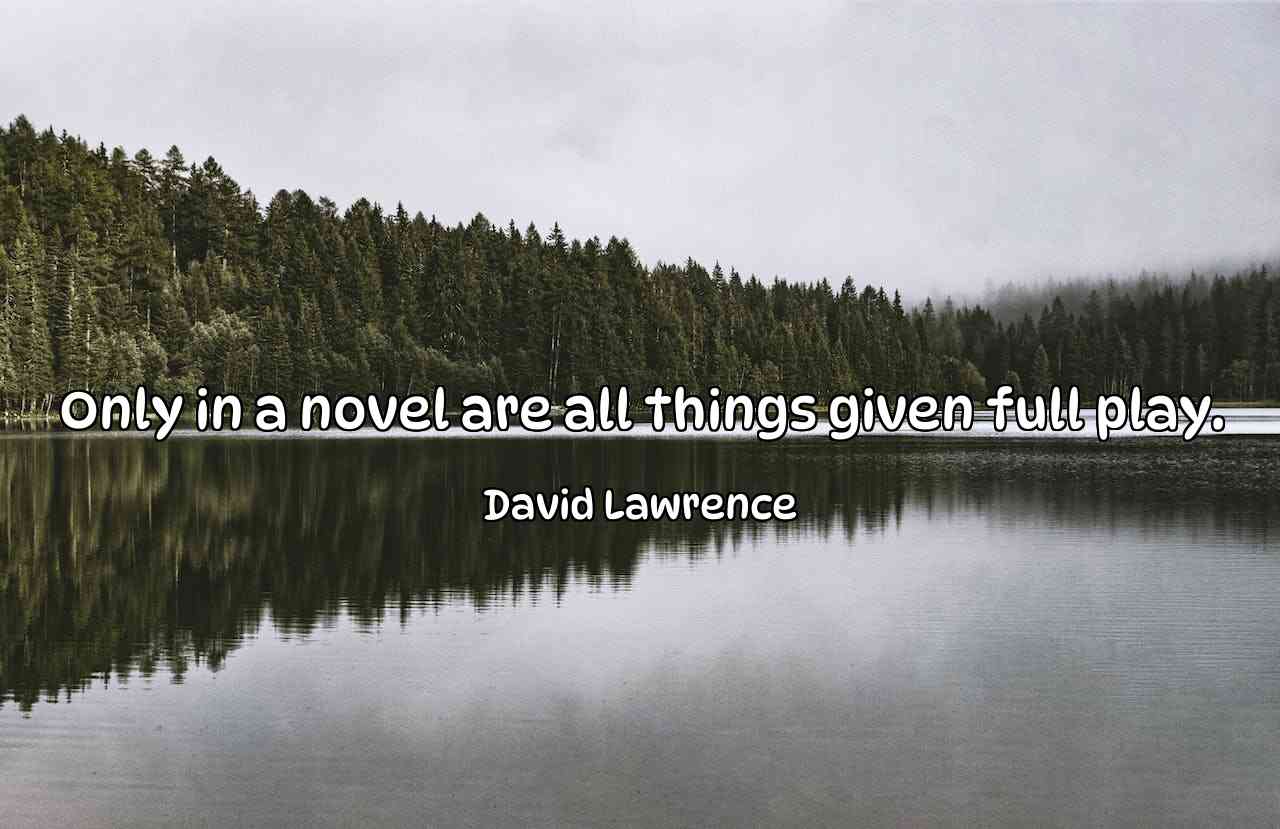 Only in a novel are all things given full play. - David Lawrence