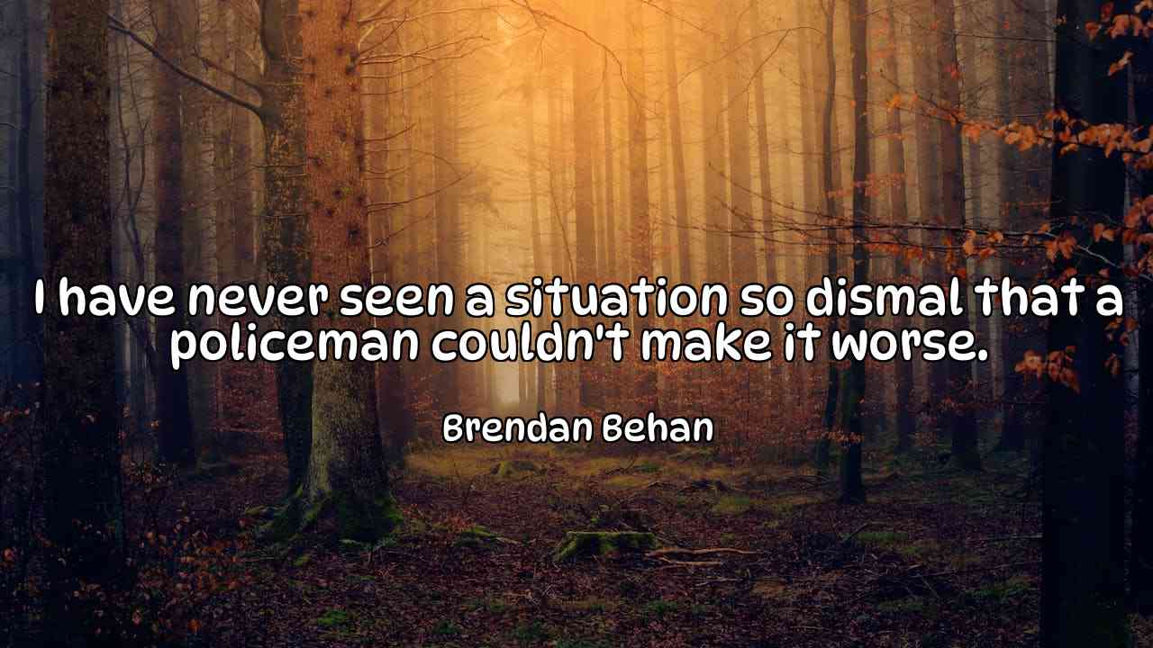 I have never seen a situation so dismal that a policeman couldn't make it worse. - Brendan Behan