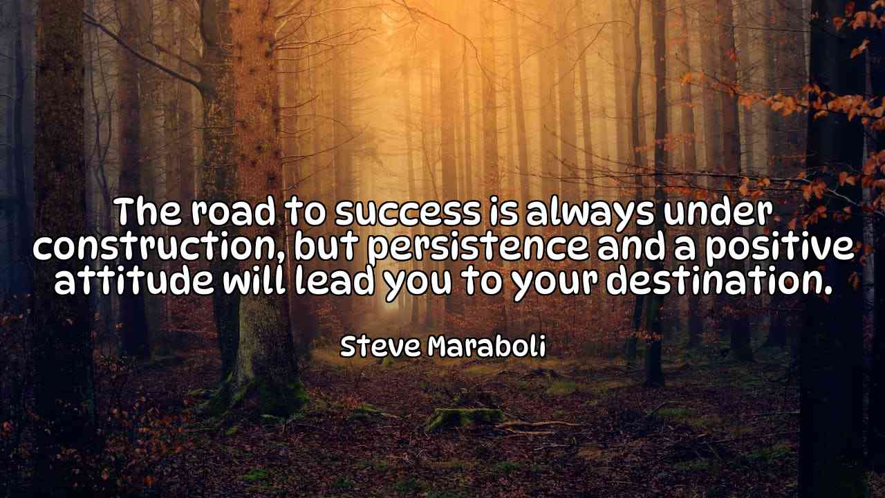 The road to success is always under construction, but persistence and a positive attitude will lead you to your destination. - Steve Maraboli