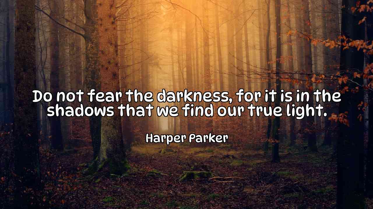 Do not fear the darkness, for it is in the shadows that we find our true light. - Harper Parker