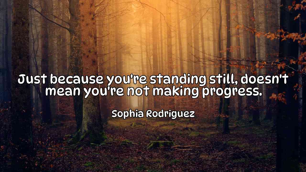 Just because you're standing still, doesn't mean you're not making progress. - Sophia Rodriguez