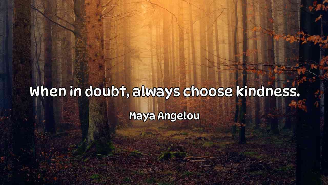 When in doubt, always choose kindness. - Maya Angelou