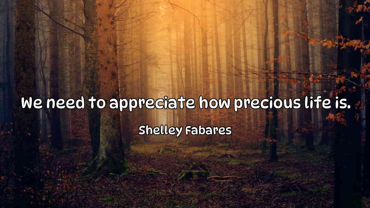 We need to appreciate how precious life is. - Shelley Fabares