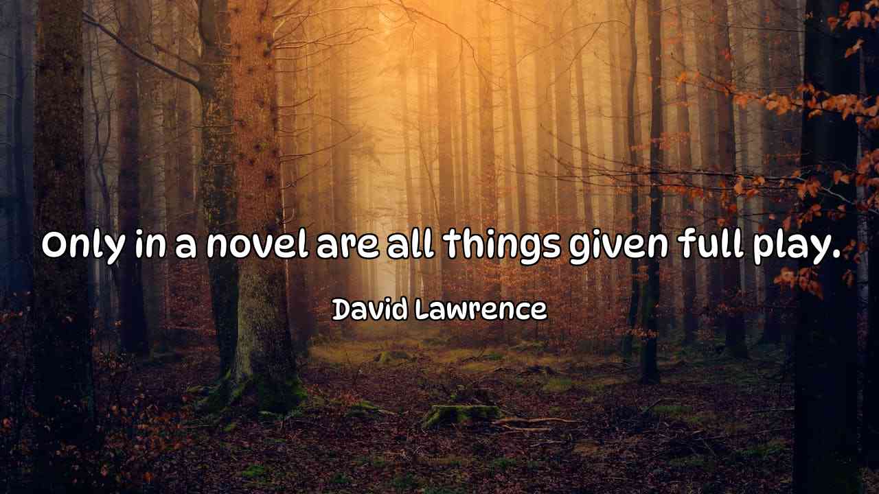 Only in a novel are all things given full play. - David Lawrence