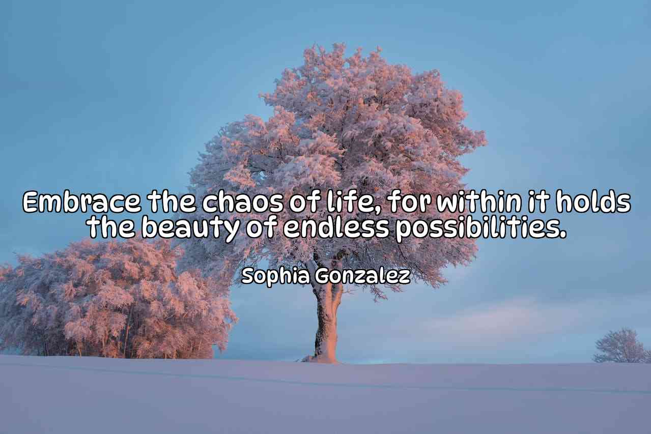 Embrace the chaos of life, for within it holds the beauty of endless possibilities. - Sophia Gonzalez