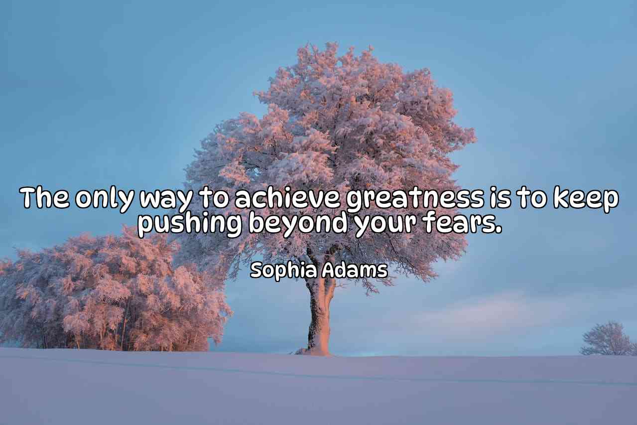 The only way to achieve greatness is to keep pushing beyond your fears. - Sophia Adams