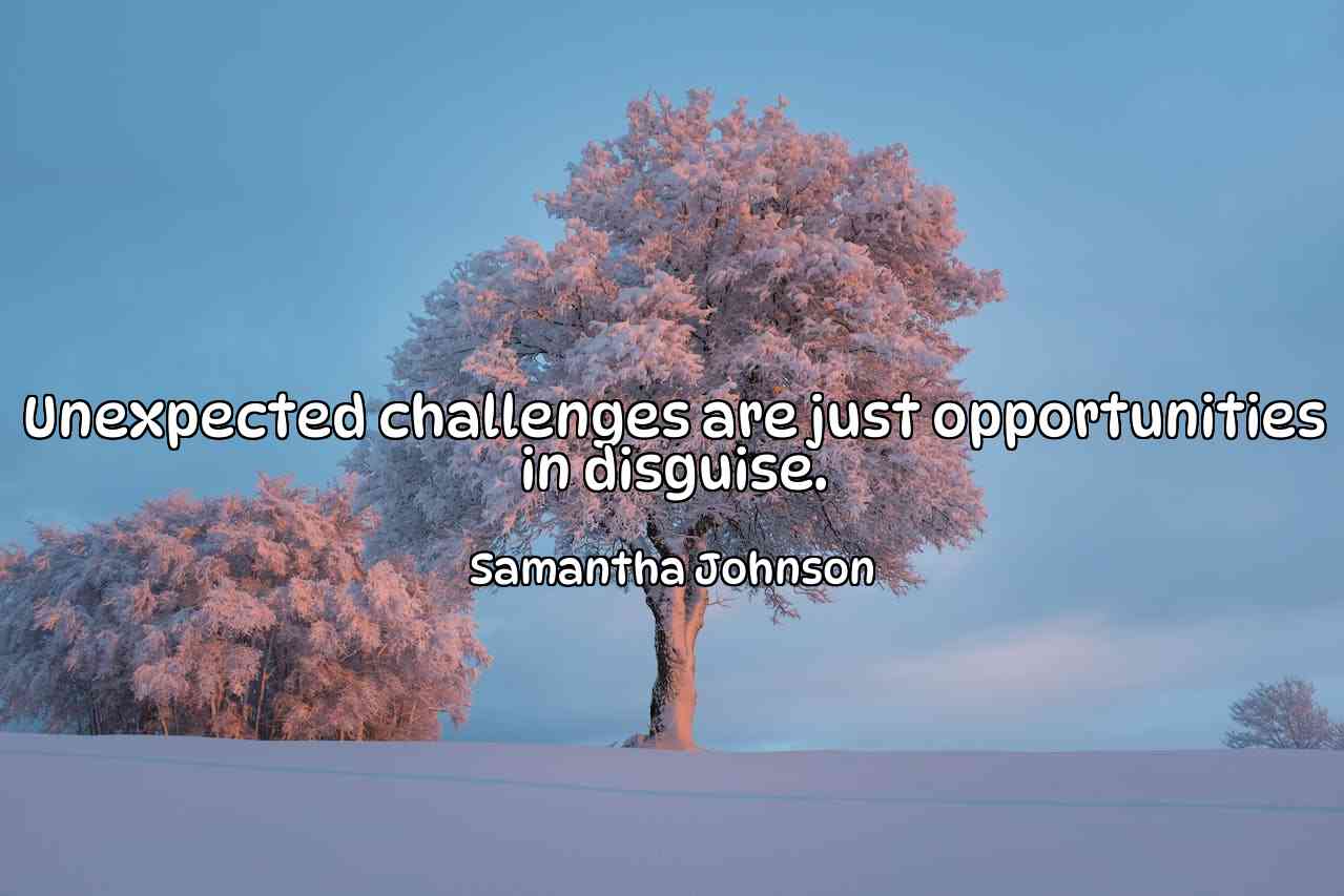 Unexpected challenges are just opportunities in disguise. - Samantha Johnson