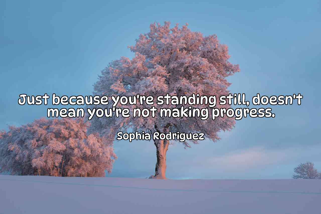 Just because you're standing still, doesn't mean you're not making progress. - Sophia Rodriguez