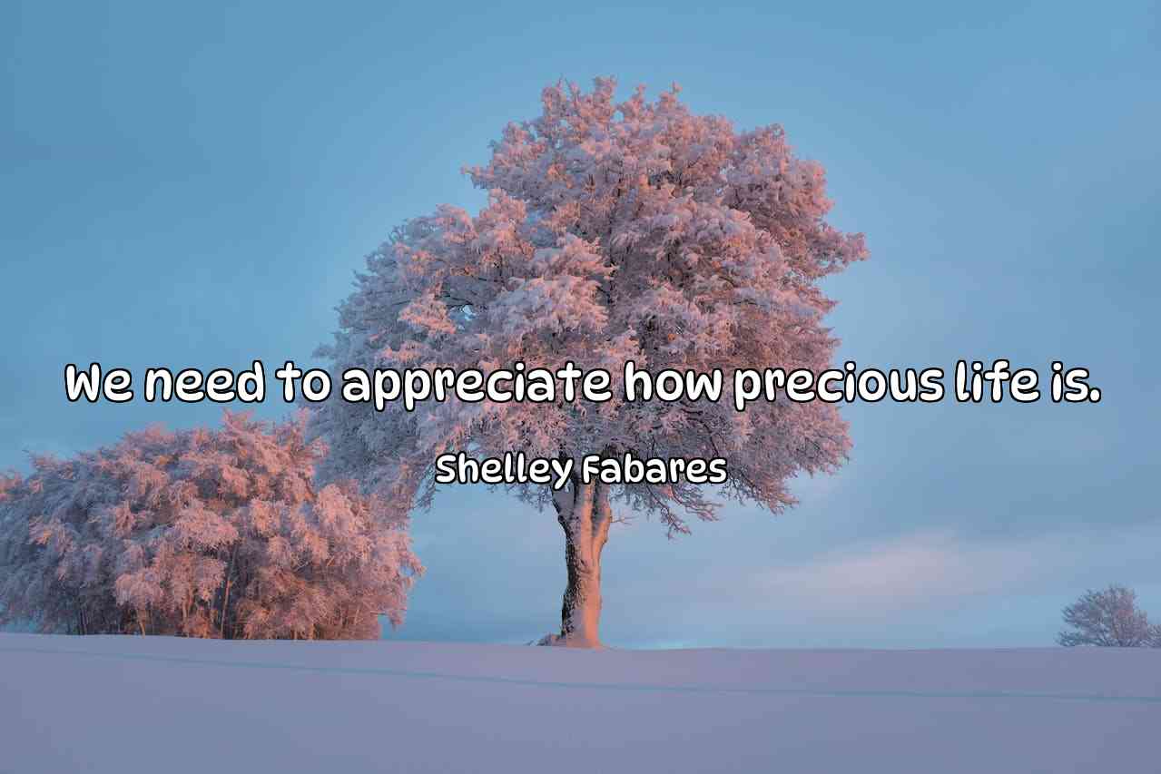 We need to appreciate how precious life is. - Shelley Fabares