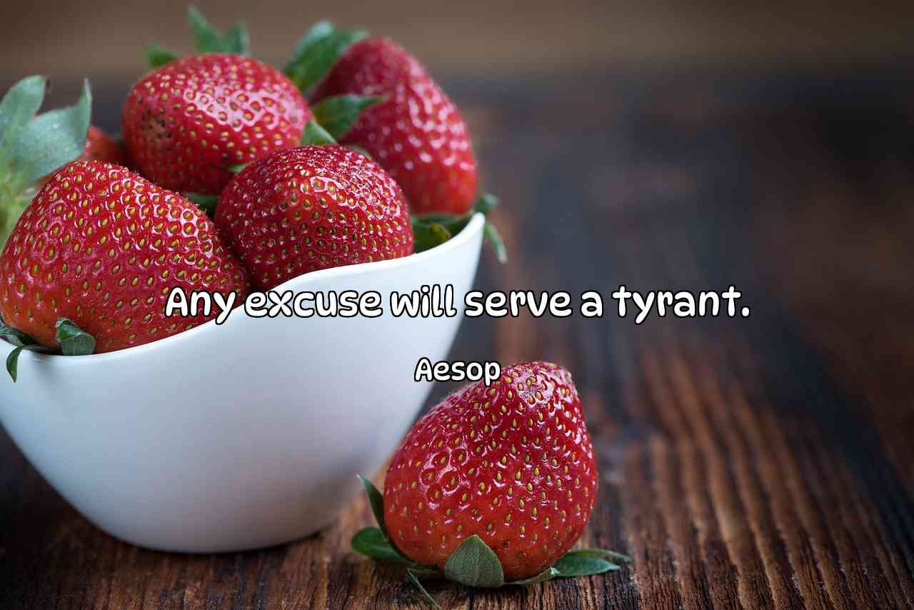 Any excuse will serve a tyrant. - Aesop