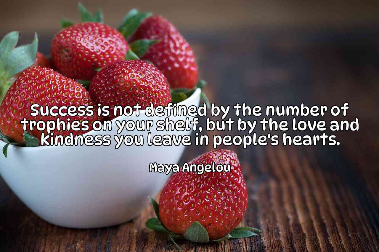 Success is not defined by the number of trophies on your shelf, but by the love and kindness you leave in people's hearts. - Maya Angelou