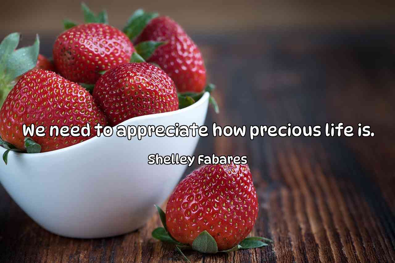 We need to appreciate how precious life is. - Shelley Fabares